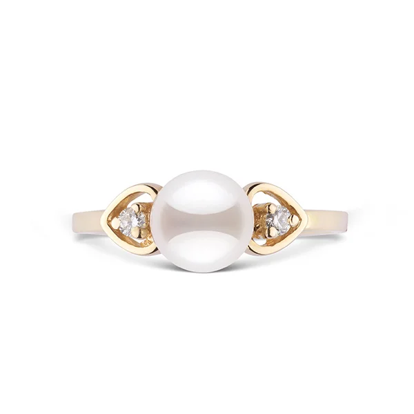 14k Yellow Gold Akoya Pearl Ring - Hearts 7mm AAA .jpg