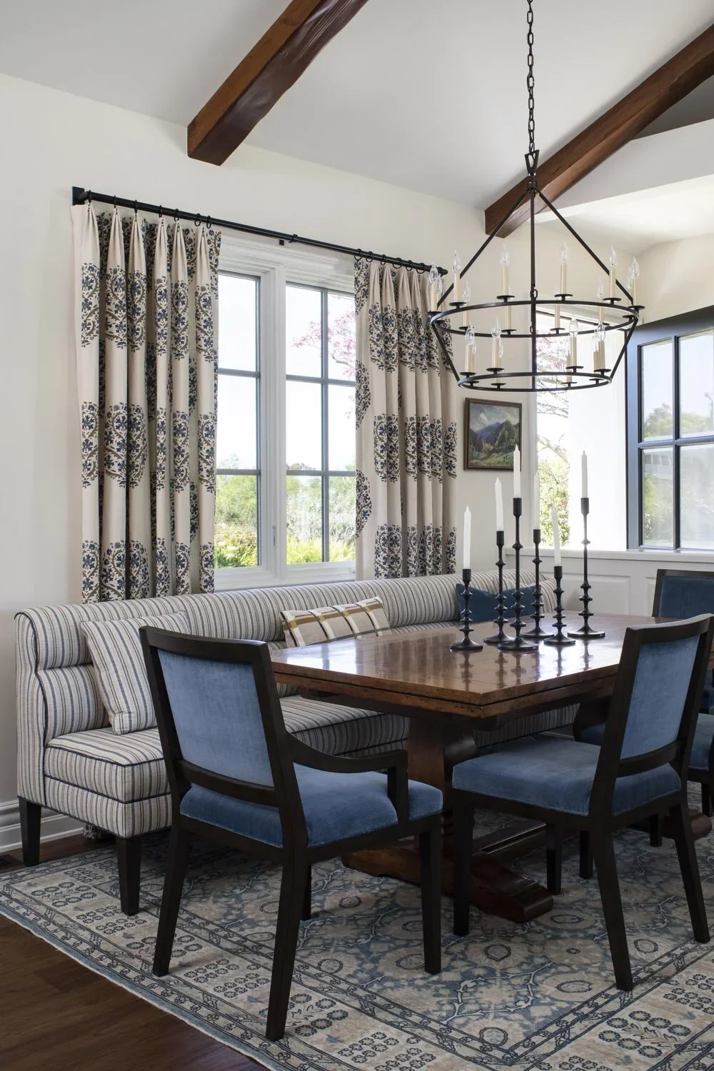 Blue-Dark-Wood-Dining-Room-Bench-Seats-Perfitt-Richards.webp