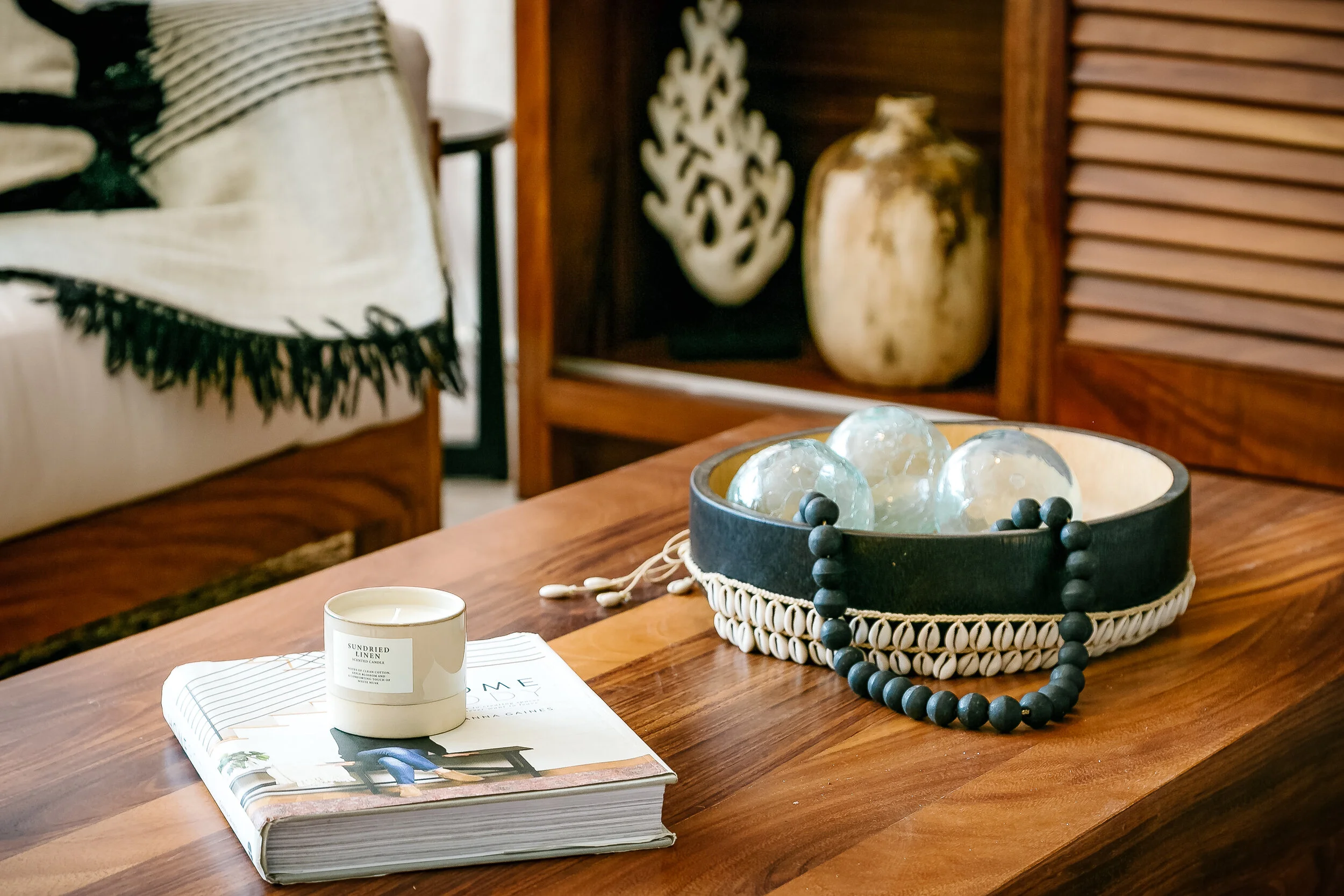 One-of-a-kind decor items give the space a unique and eclectic-vibe.