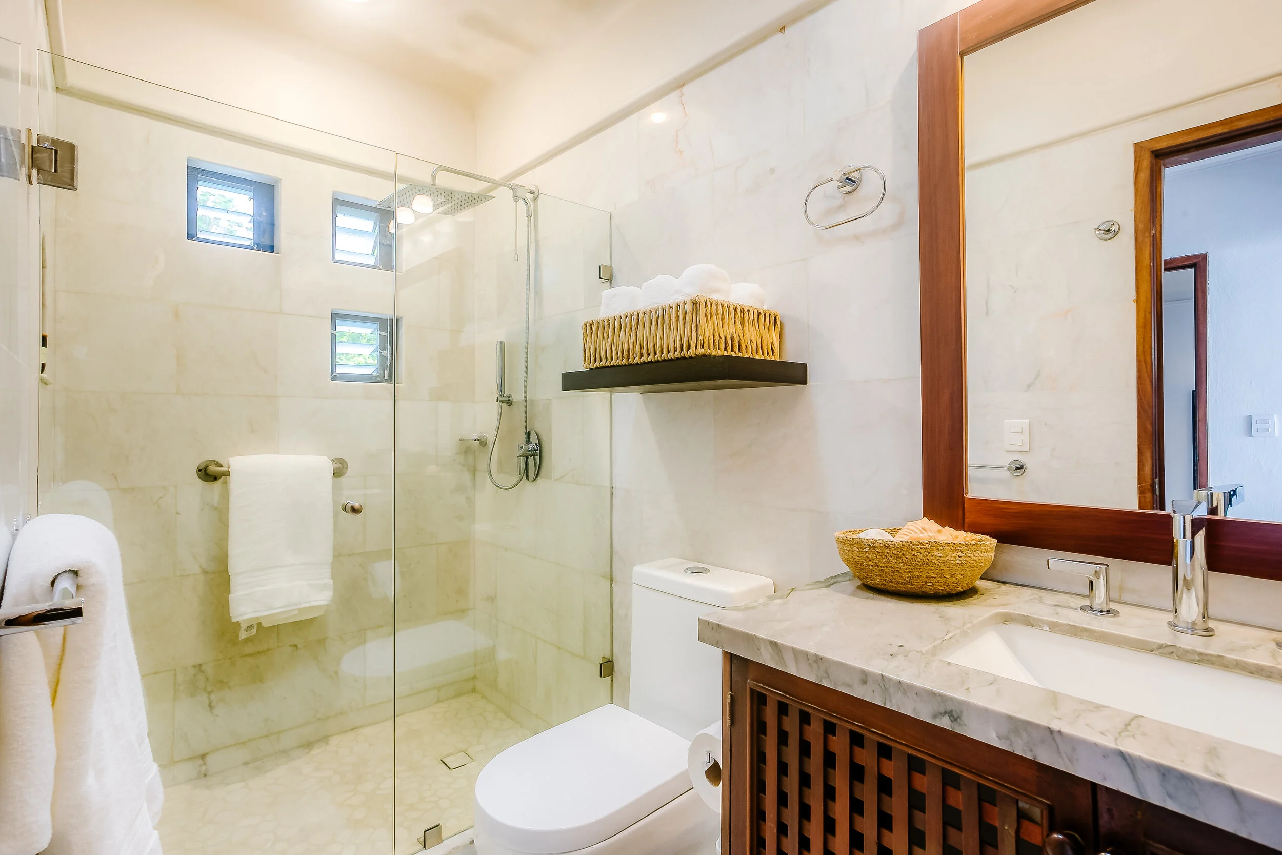 Renovated ensuite bathroom and fully stocked with luxury towels.