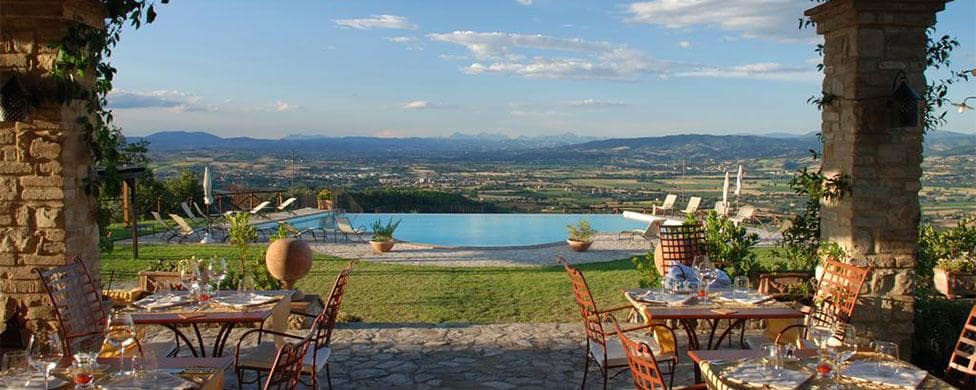 The view from the main dining area at our villa in Umbria.