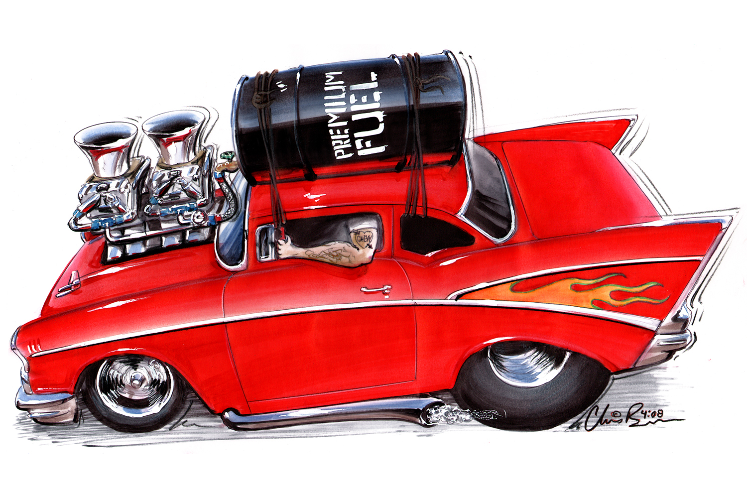 1957 Chevy Gas Tank Cartoon