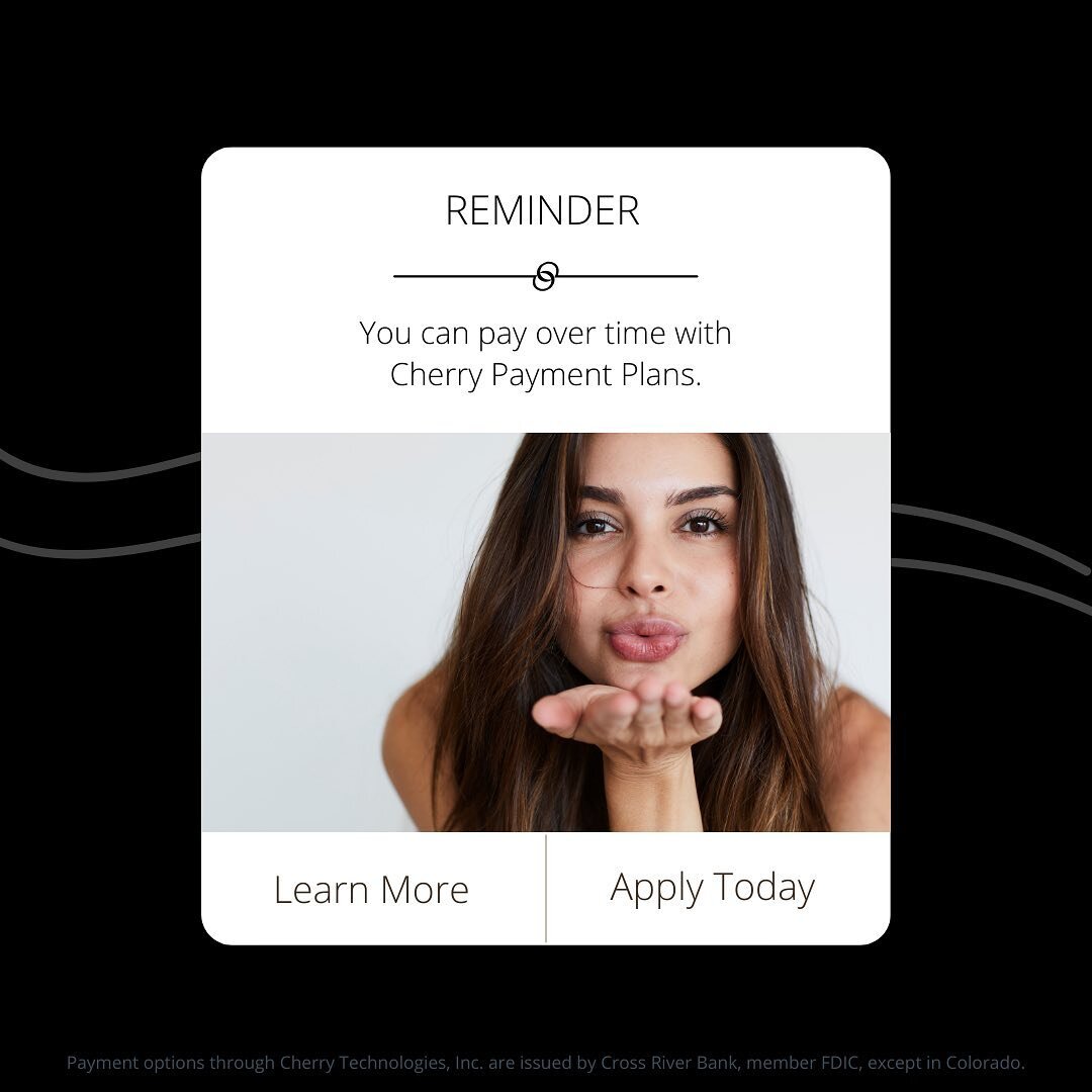 ☝🏼Don&rsquo;t forget!
Neoderma offers payment plans thanks to our friends at Cherry🍒
With no impact on your credit, you can choose the best plan for you, with plans beginning at 0% interest for 3 months. Whether you visit us for injectables, laser 