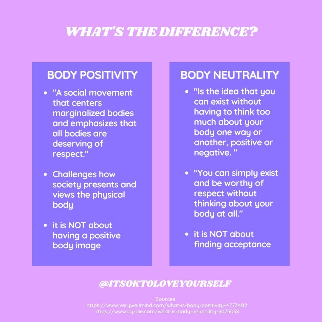 Body Positivity vs Body Neutrality - what's the difference? ⠀⠀⠀⠀⠀⠀⠀⠀⠀
⠀⠀⠀⠀⠀⠀⠀⠀⠀
If you've been here for awhile, you know that we talk a lot about bodies. My path to self-love began because of my body. ⠀⠀⠀⠀⠀⠀⠀⠀⠀
⠀⠀⠀⠀⠀⠀⠀⠀⠀
The other day I was listing o