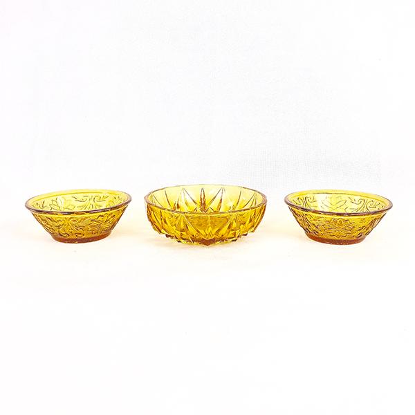 Mixed Small Amber Serving Bowls 
