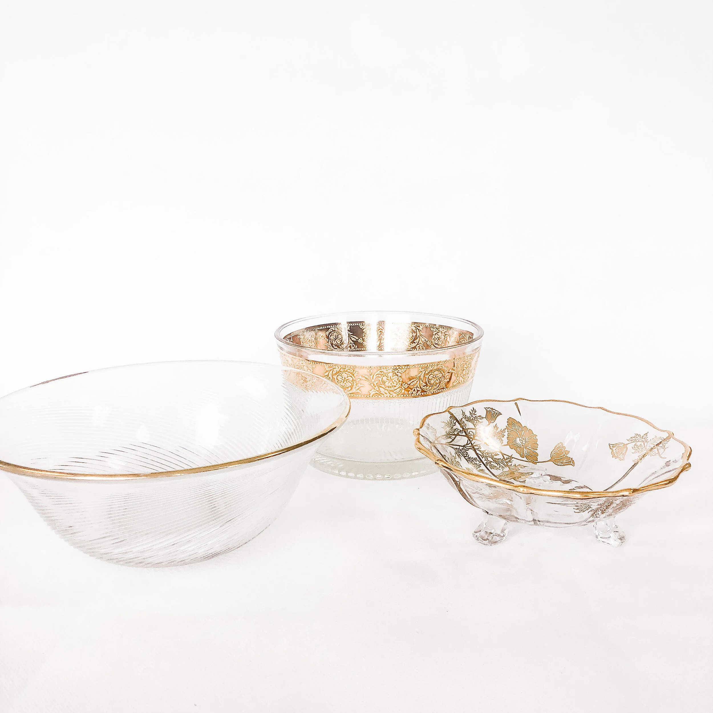 Mixed Large Gold Accent Serving Bowls