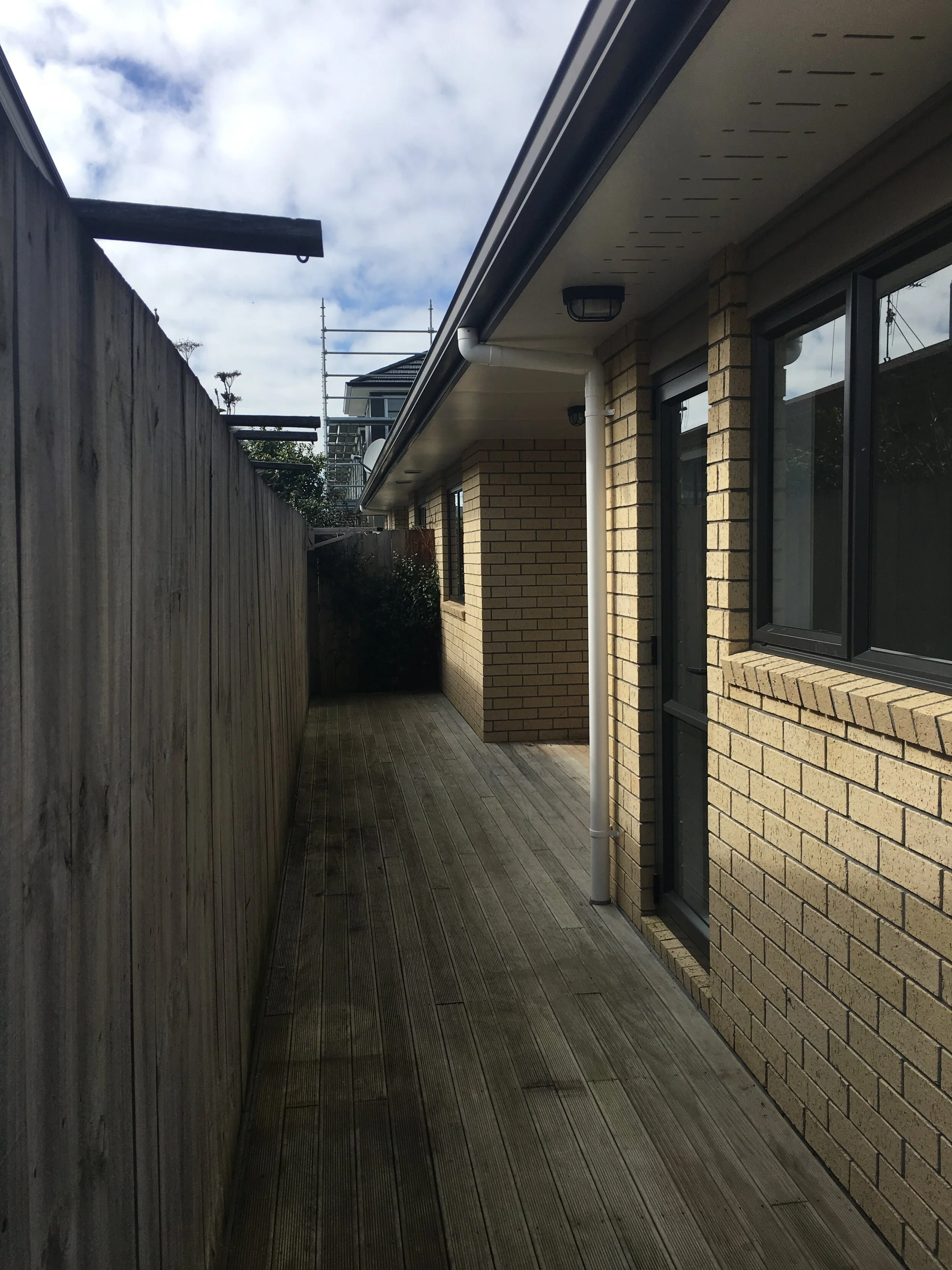 Decked area for catching the sun and hanging washing