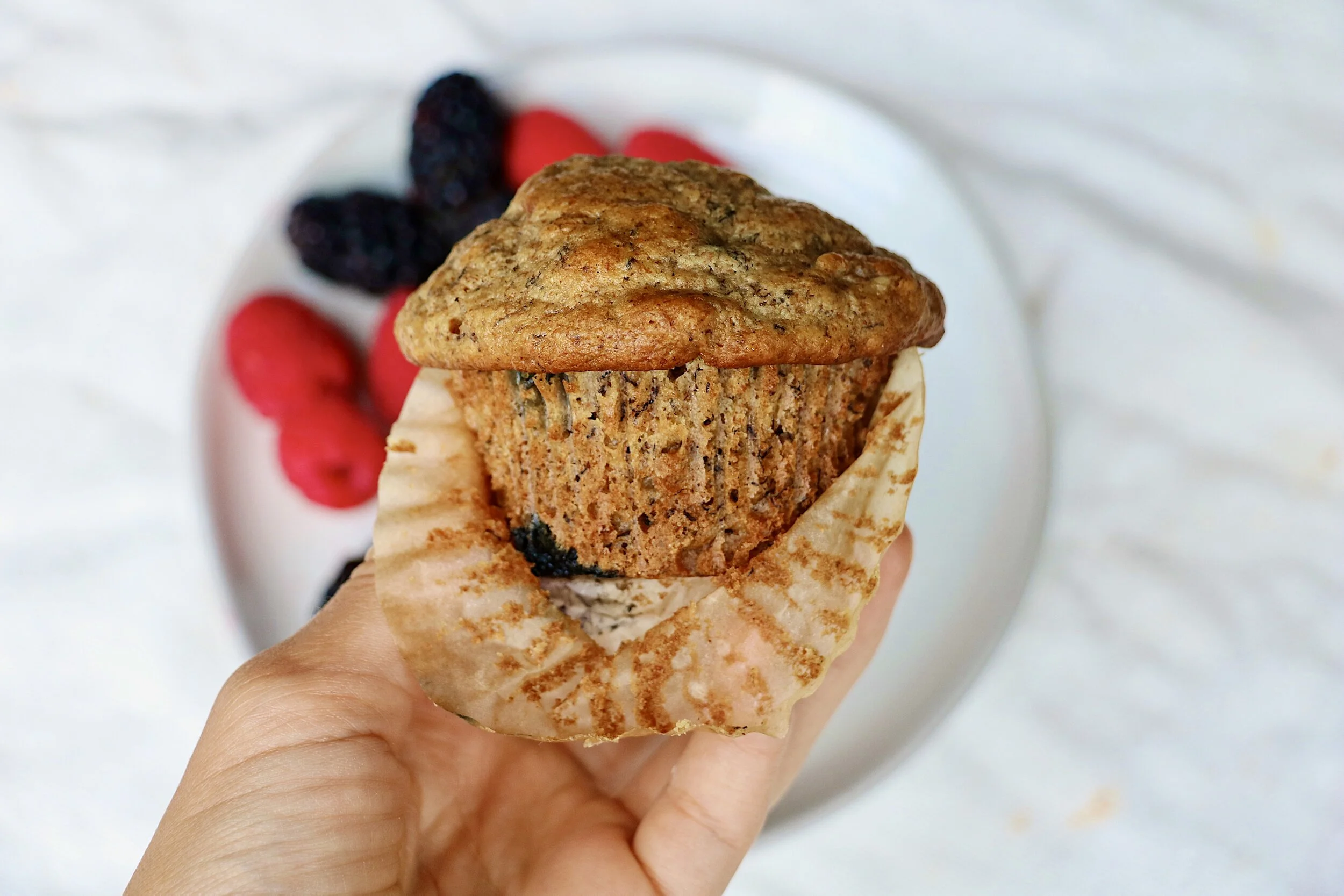 Healthy Vegan Blueberry Banana Muffins 
