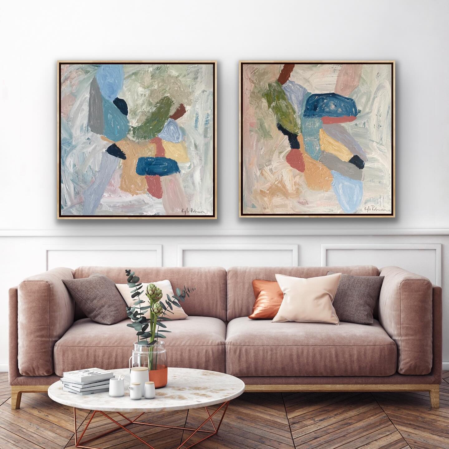 36x36 each &ldquo;Flora Fauna&rdquo; #orignalabstractart #largescalepaintings #feminineabstractart #layeredart