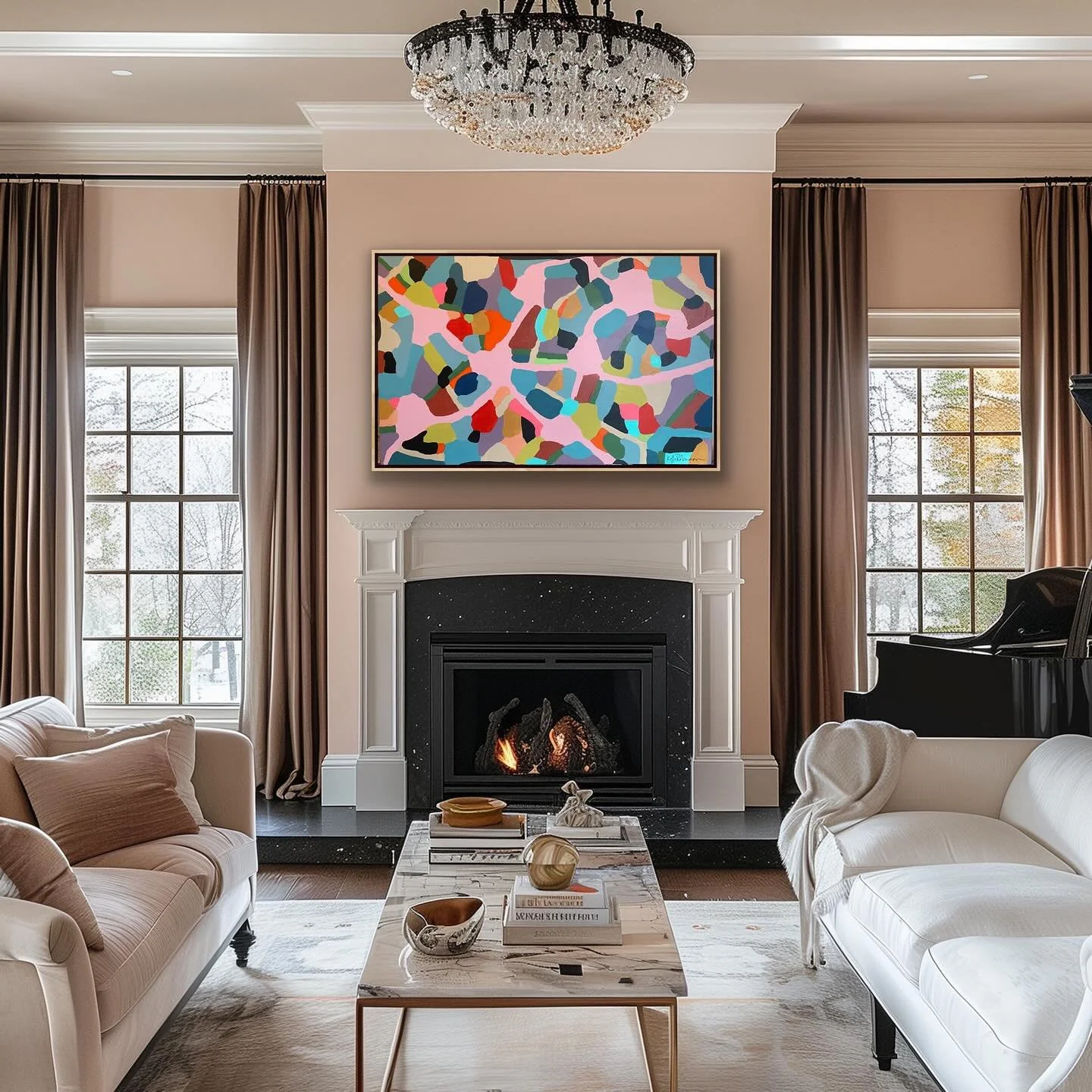 Going boldly into 2025 🎉 &ldquo;Stay Posh&rdquo; 30x48 #originalabstractart #colorfulabstract #modernartwork #carolinaartist #colormebold