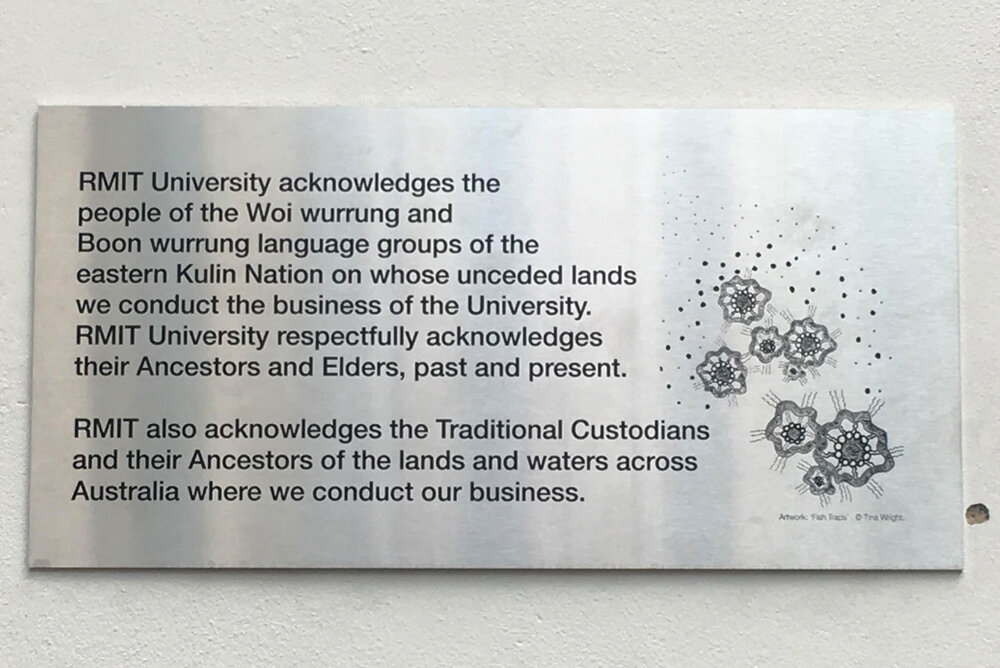  Acknowledgement of Country sign RMIT University 