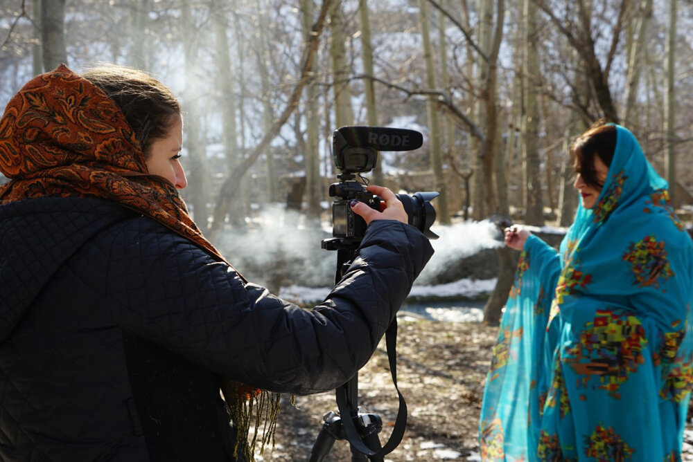  Sofi Basseghi on location for the video installation work  Elusive Paradise  filmed in 2016. 