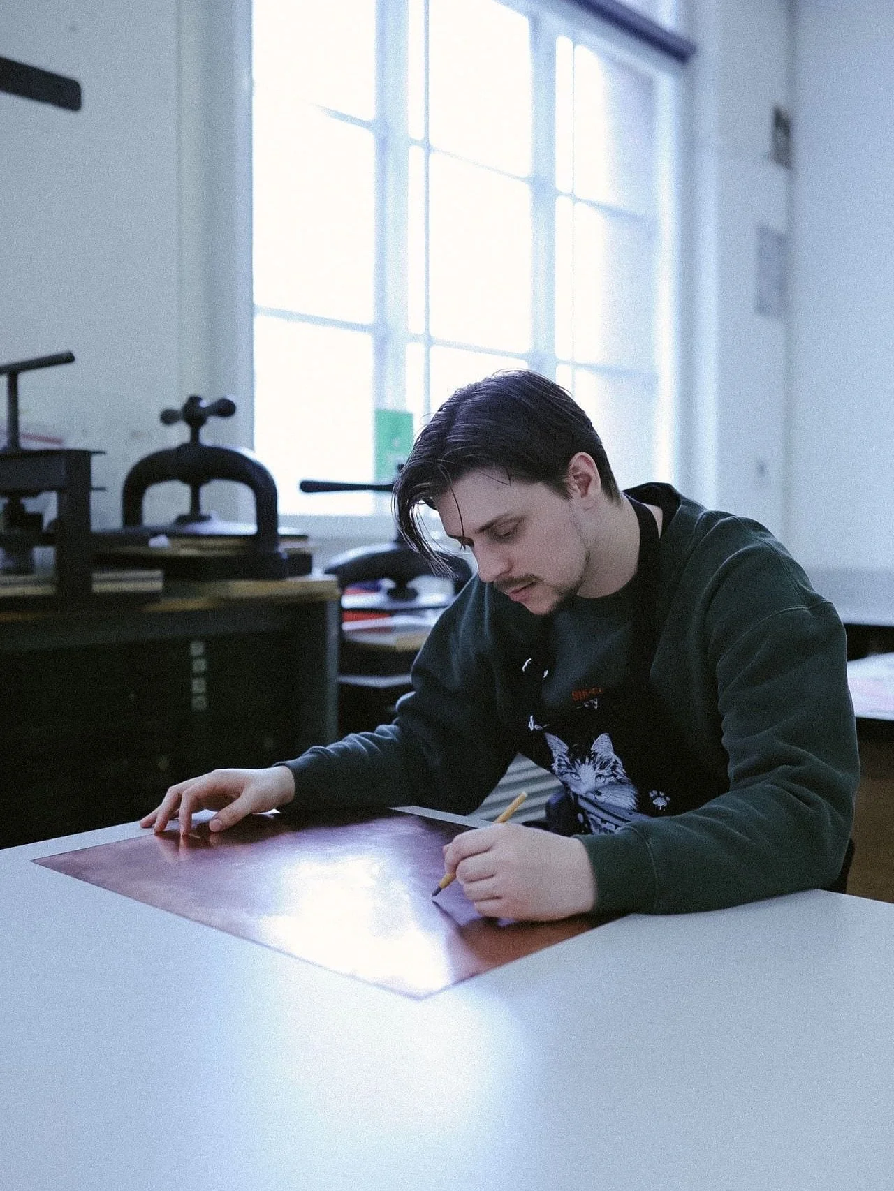 Today we&rsquo;re featuring Bachelor of Arts (Fine Art) - Print graduate Eythan Harris&nbsp;winner of the 2025 Megalo Print Studio Graduate Residency Prize, and the 2025 RMIT Technician Award

Eythan Harris (b. 2000, Perth, Western Australia) is a mu