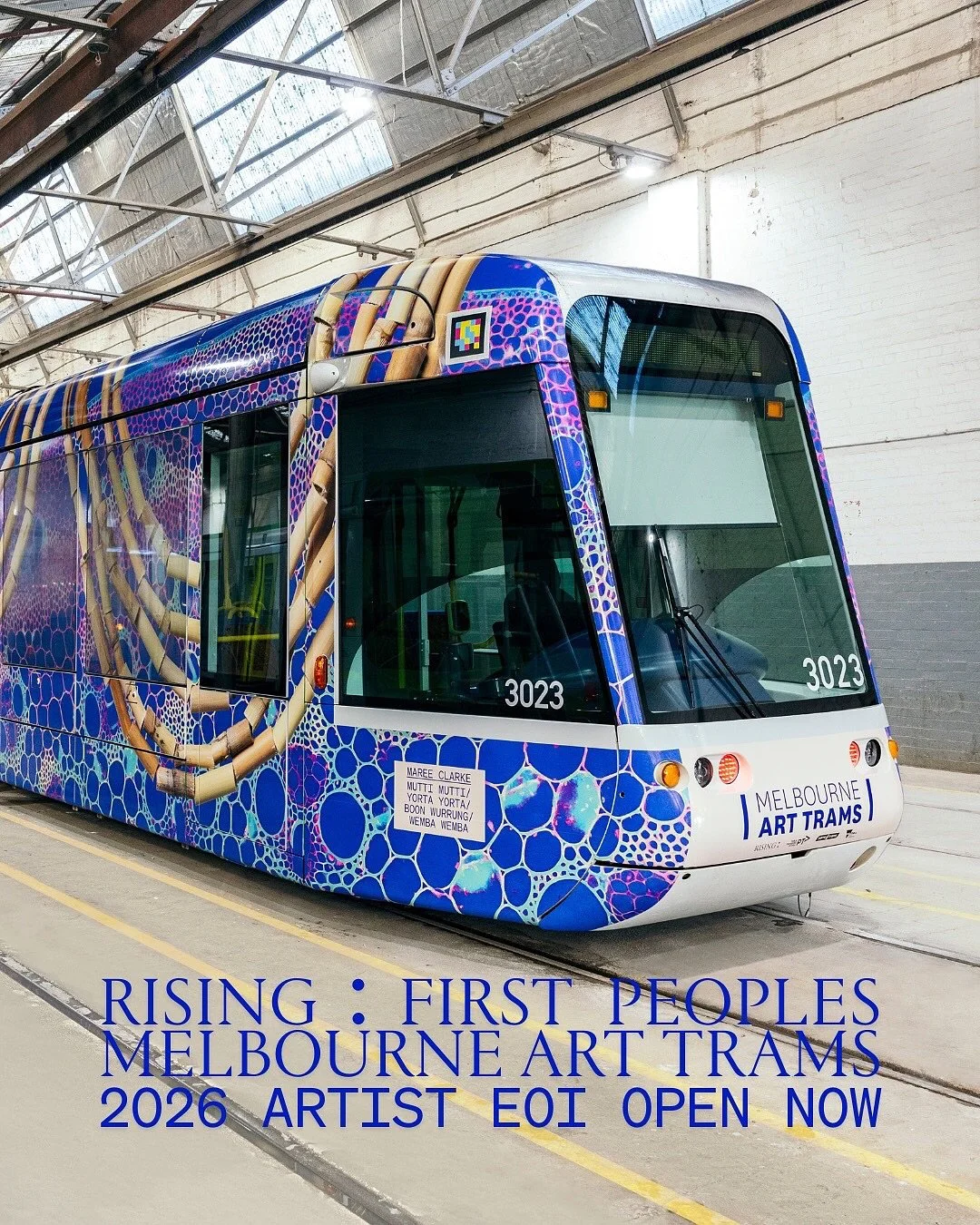 #repost @rising.melbourne CALL OUT: 2026 First Peoples Melbourne Art Trams applications are open for imaginative ideas from Victorian-based First Peoples artists. 🚃

The 2026 Art Trams will take to the tracks under a curatorial vision shaped by cura