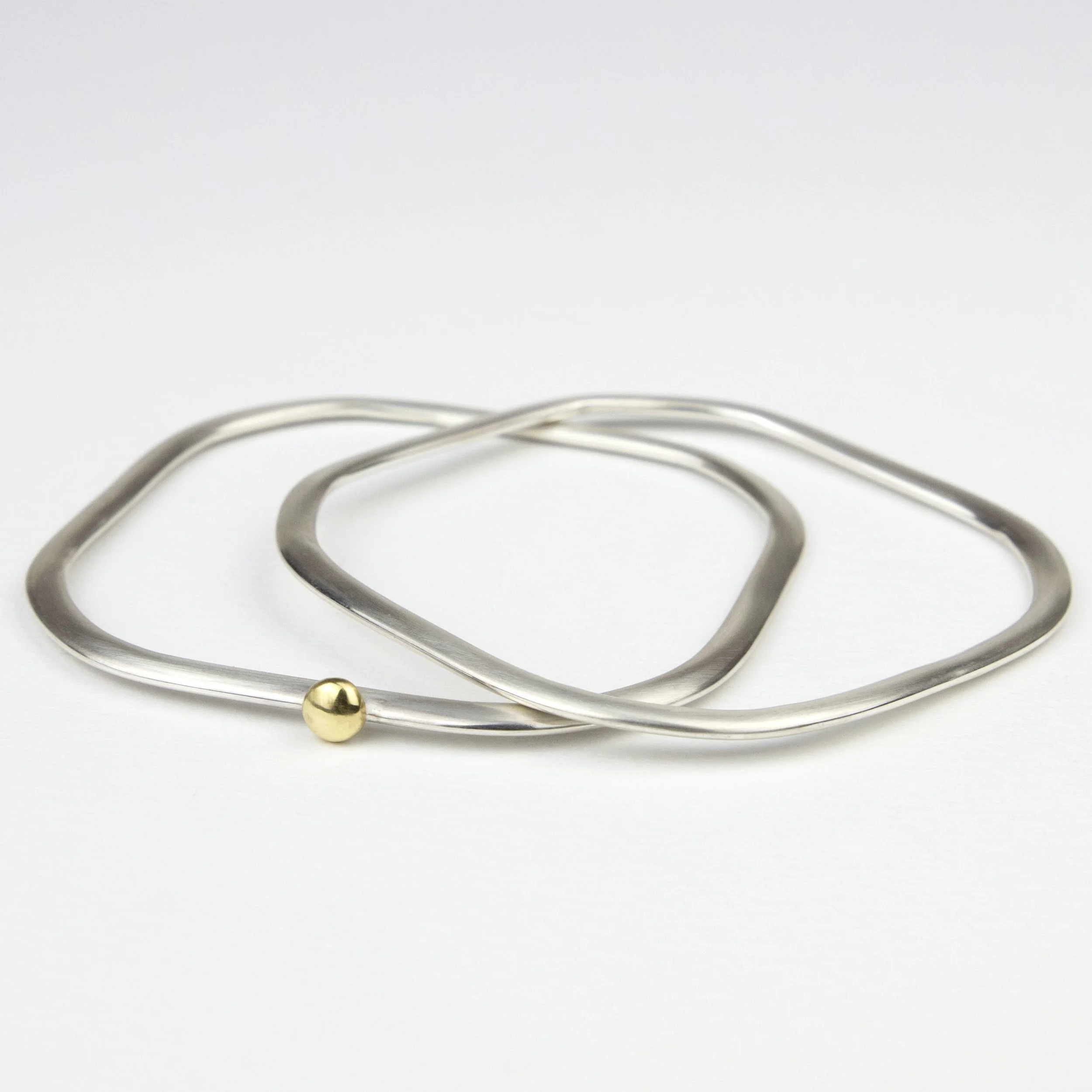 Pair of Square Silver Bangles