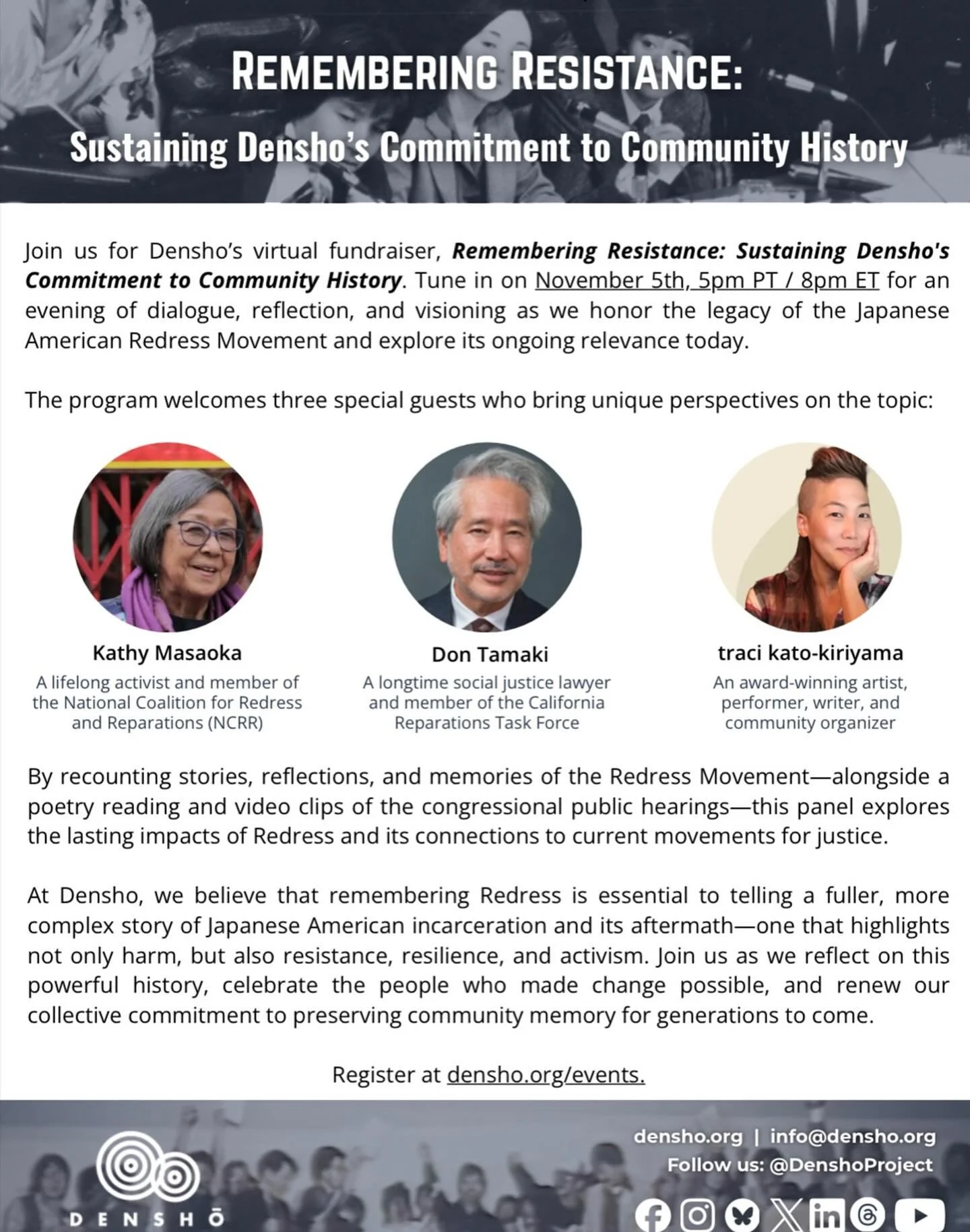 Join NP members and support Densho at &quot;Remembering Resistance: Sustaining Densho's Commitment to Community History&quot;!

🔹November 5th, 2025
🔹5PM
🔹 Virtual (link 🔗 in our bio to register OR go to densho.org/events)