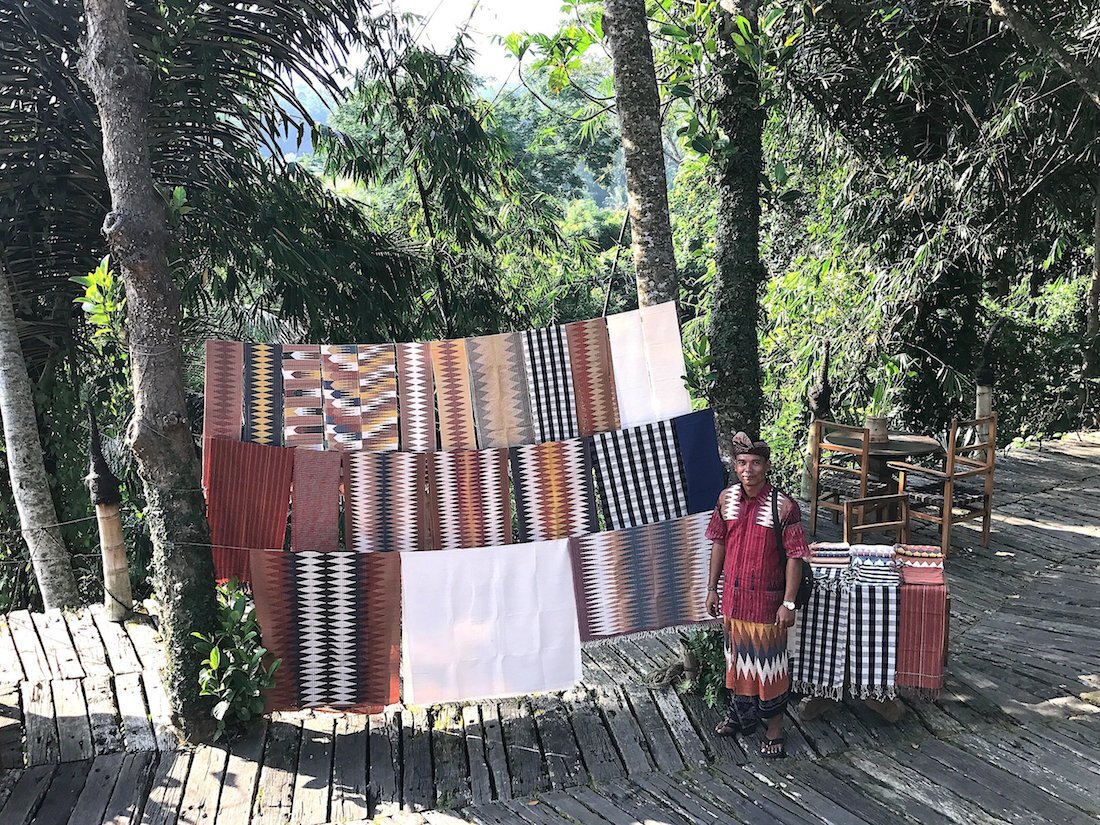 Different textiles were presented by various communities of weavers