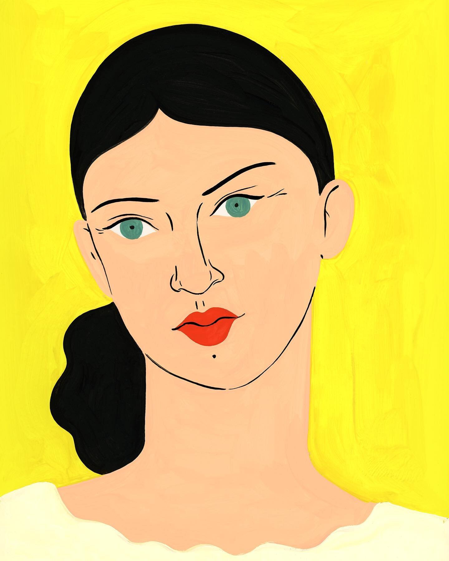 Portrait sur fond jaune, acryla gouache sur papier 
#gouachepainting #illustration #portrait #acrylagouache