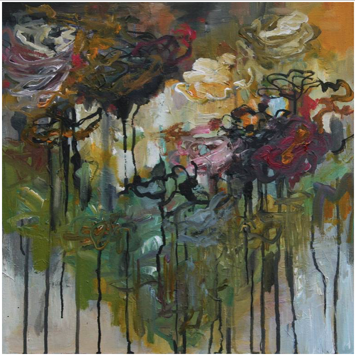 In the garden 50 x 50 x 3,7 cm acrylics and ink on canvas