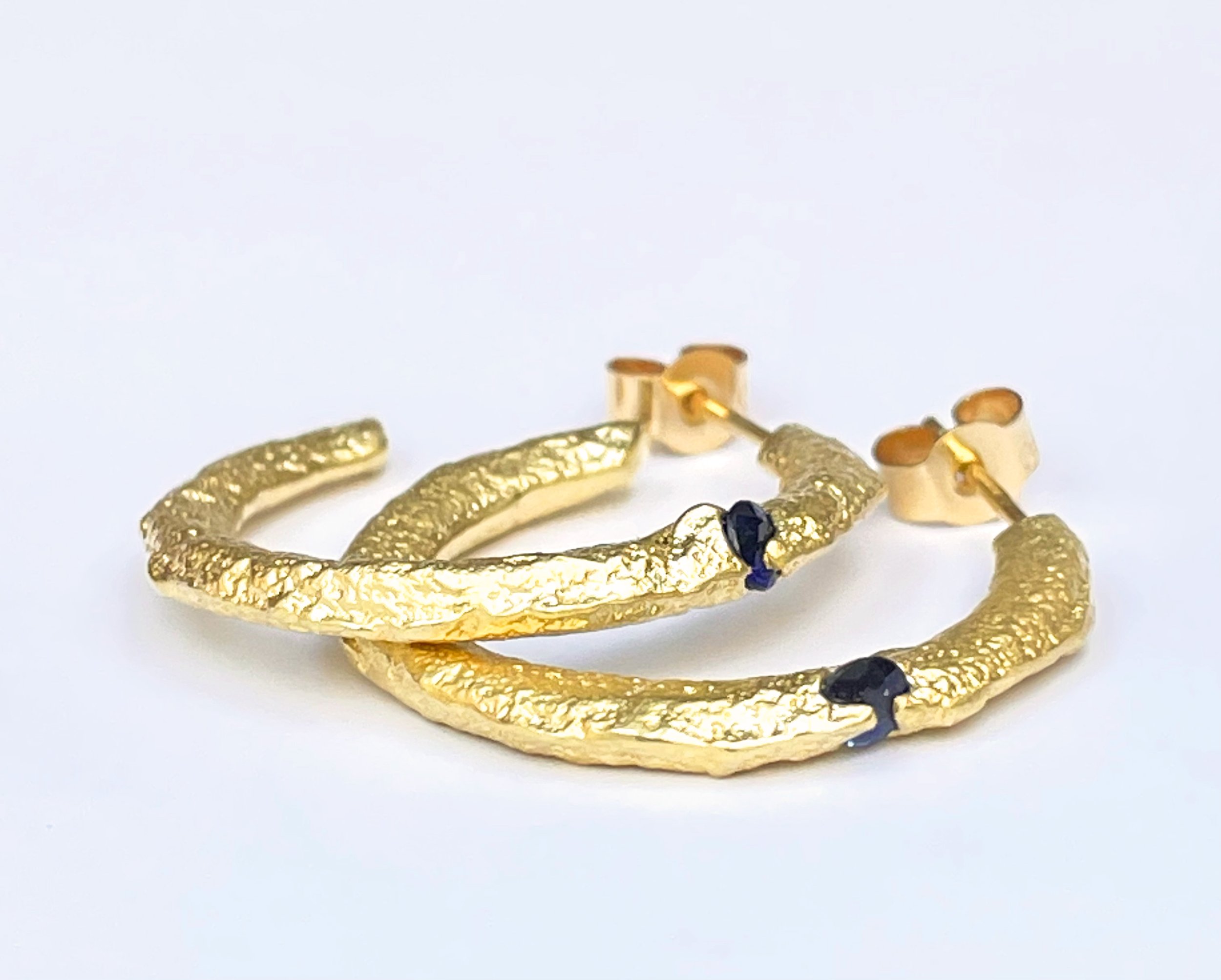 Freeform Loop Earrings with Sapphires