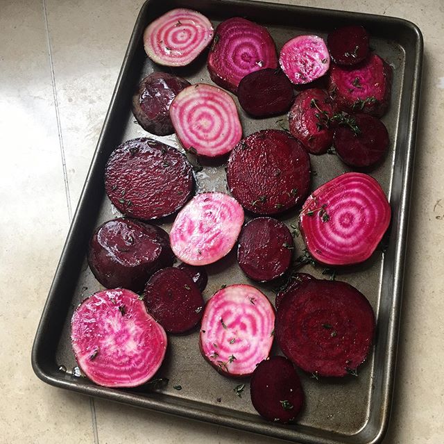 What are the health benefits of beetroot? 
I love the colour of these mixed beetroots from my Abel and Cole super salad box. Add the roasted mixed beetroots and walnuts to some baby leaf spinach, flat leaf parsley,  sheep&rsquo;s cheese and a dressin