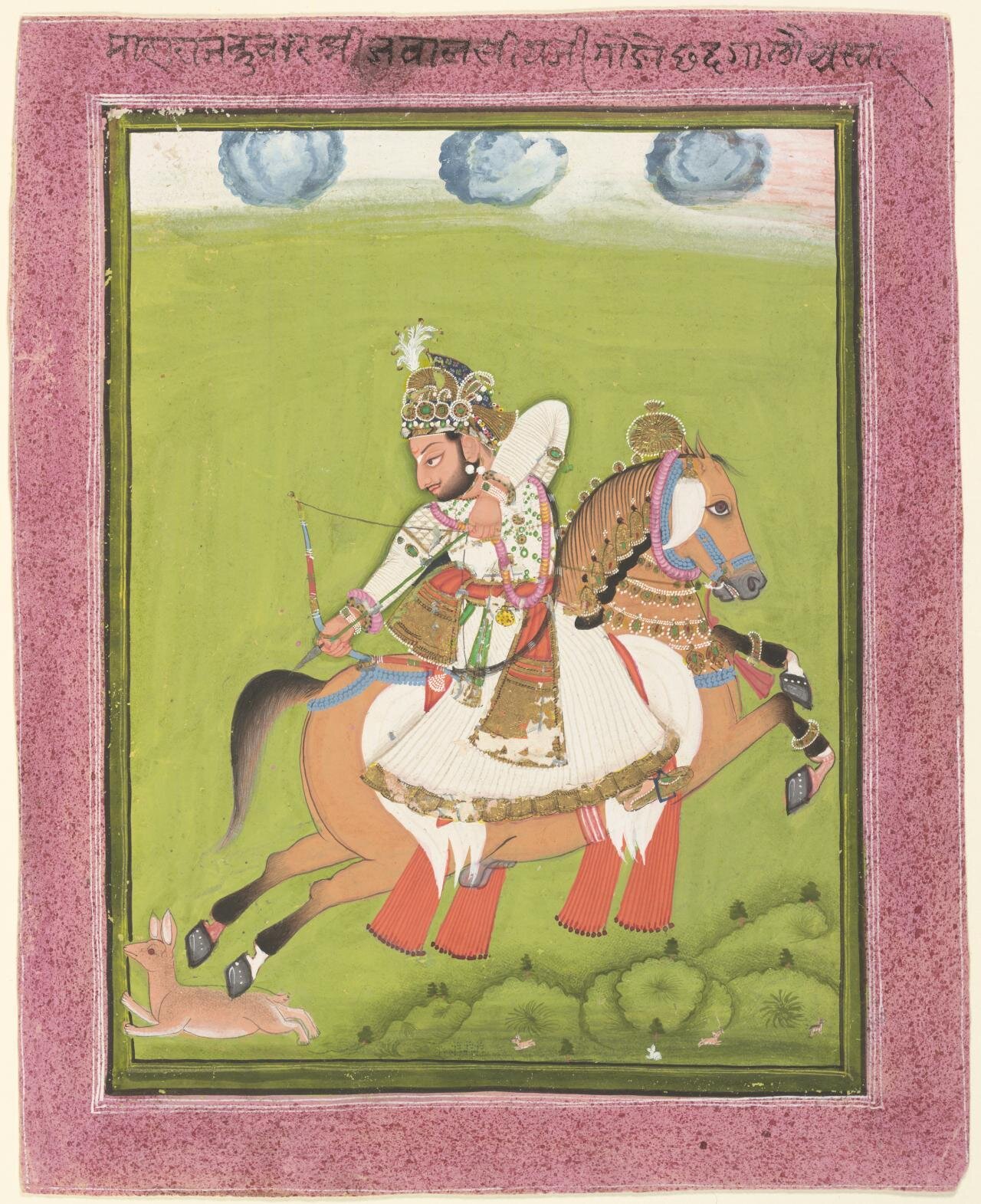 Prince Jawan Singh shooting a hare - attributed to Chokha (c. 1825).jpg