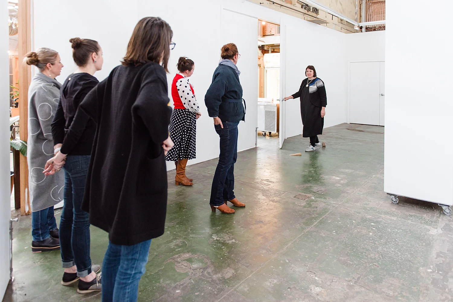 Members with mentor Jacqui Stockdale at member Q&A event discussing curation for the exhibition. SUN 28 JUL 2019 Image by: Samara Clifford