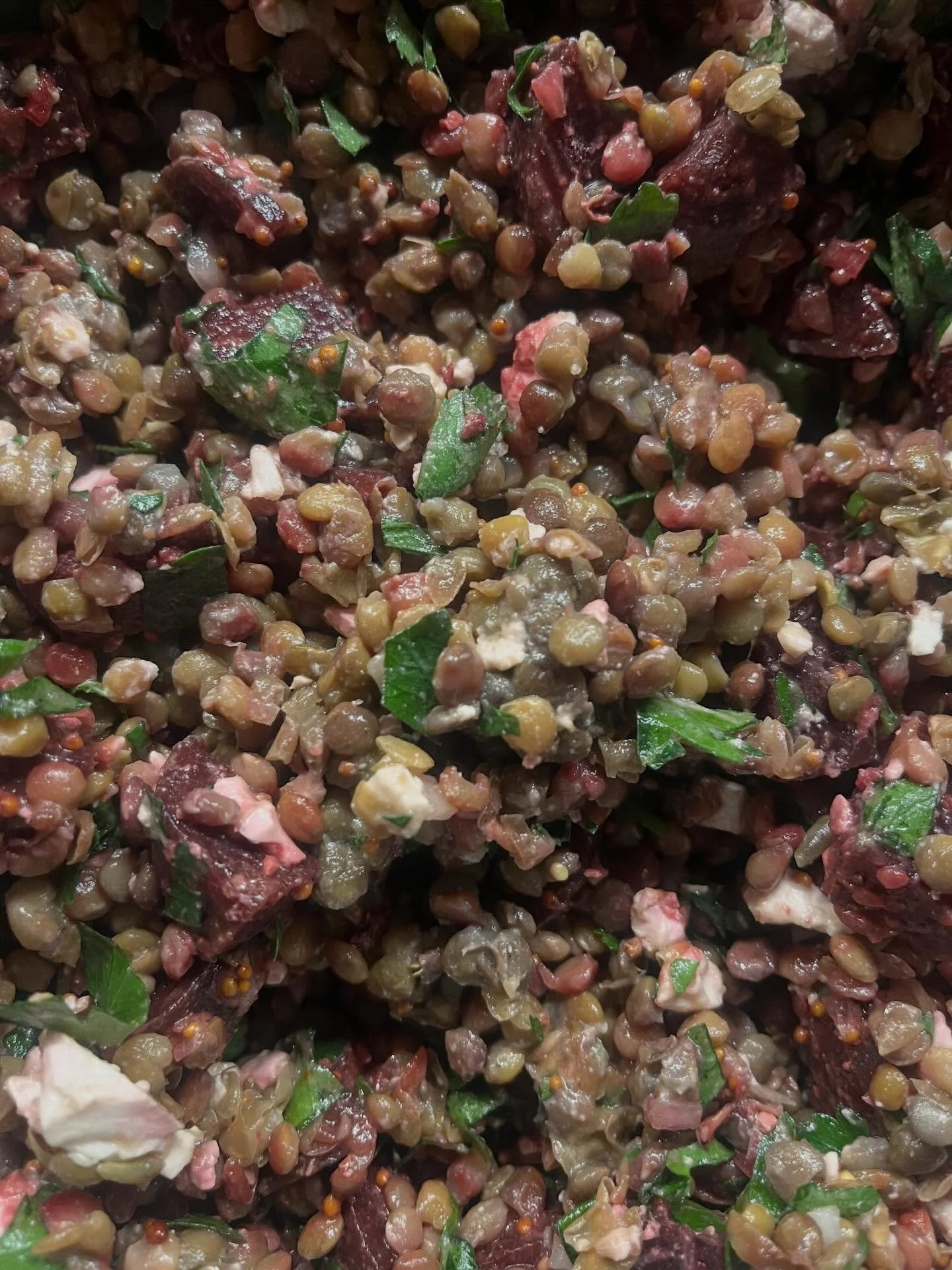 spring hit yesterday 🌱 it has been a long snowy winter.

spring postpartum food this week~~ lots of green, brightness, fiber &amp; protein. easy to eat, nutrient dense goodness 🌞

1. lentil salad with feta and beets and a parsley shallot vinaigrett
