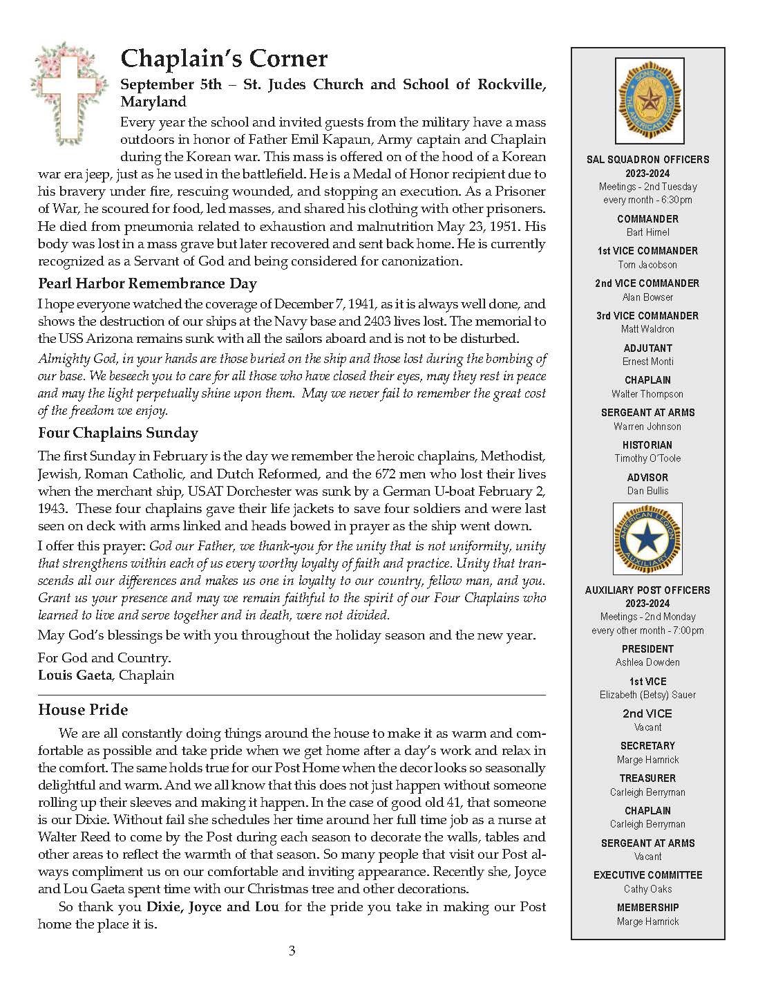 News & Views: Winter 2023/24 — American Legion Post 41