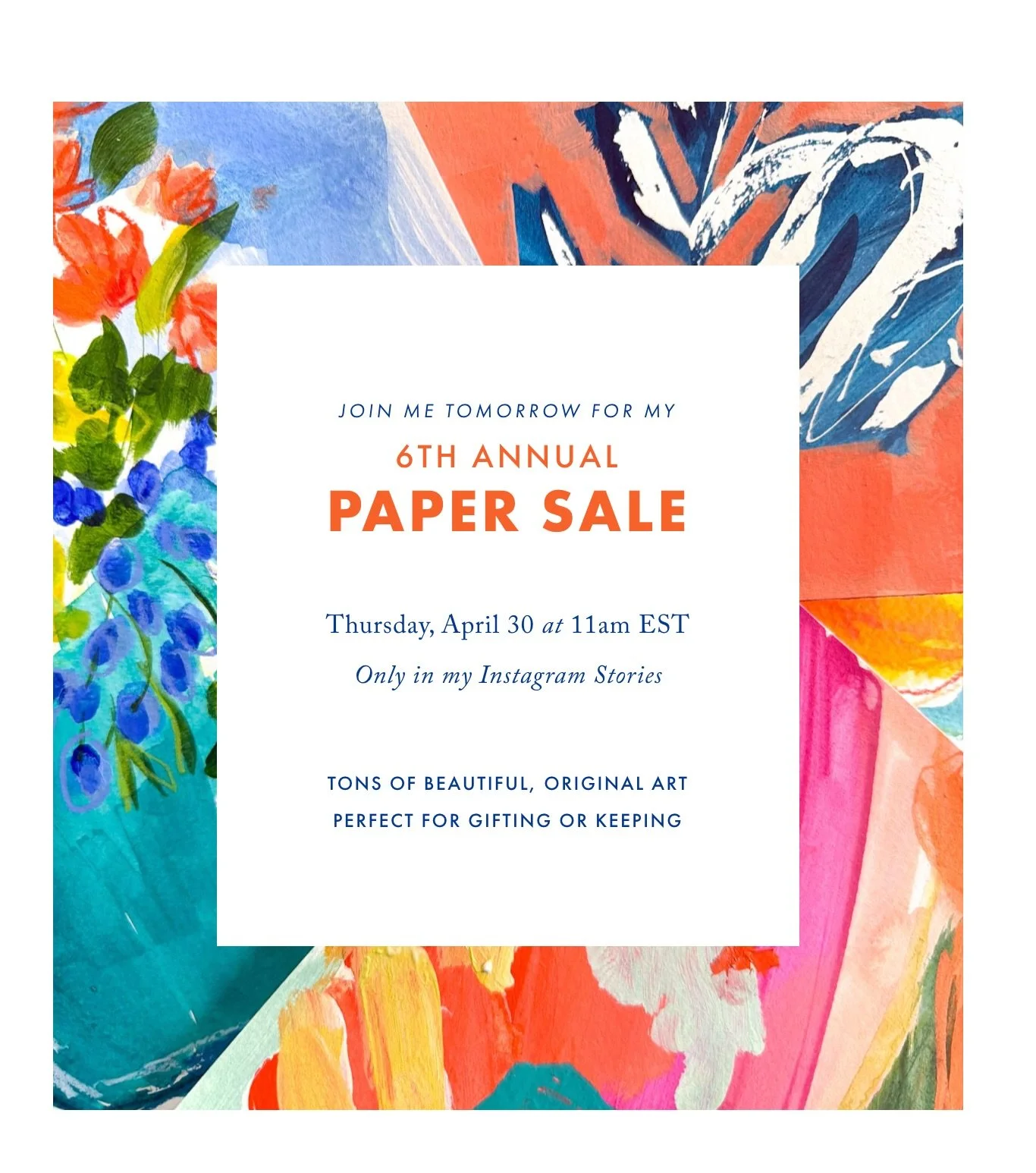 Tomorrow! Meet me here at 11am for my 6th Annual Paper Sale. Lots of great pieces perfect for gifting or keeping 💕