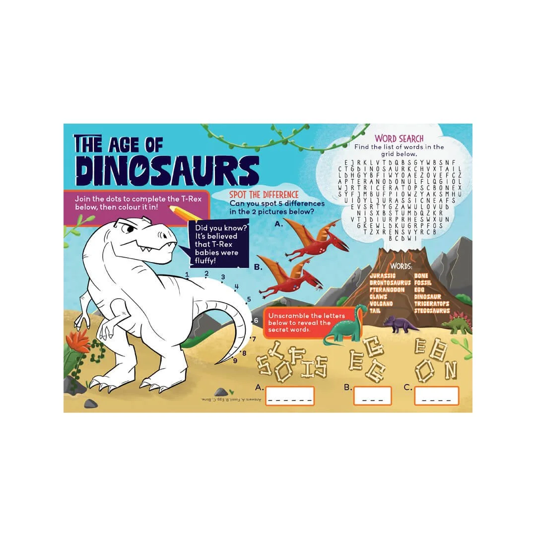 The Age of Dinosaurs Activity Sheets - 1,000 per box