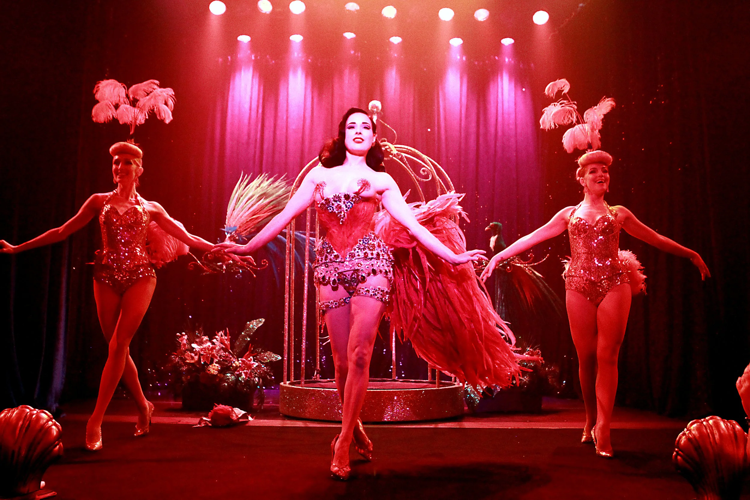  Dita Von Teese performs in Burlesque: Strip, Strip, Hooray! along with her backup dancers, the Vontourage. 