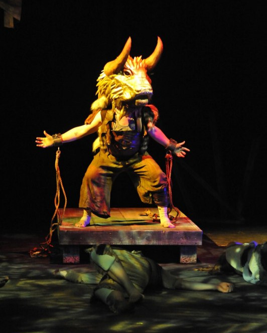 The powerful minotaur imprisoned in chains at the heart of the labyrith.