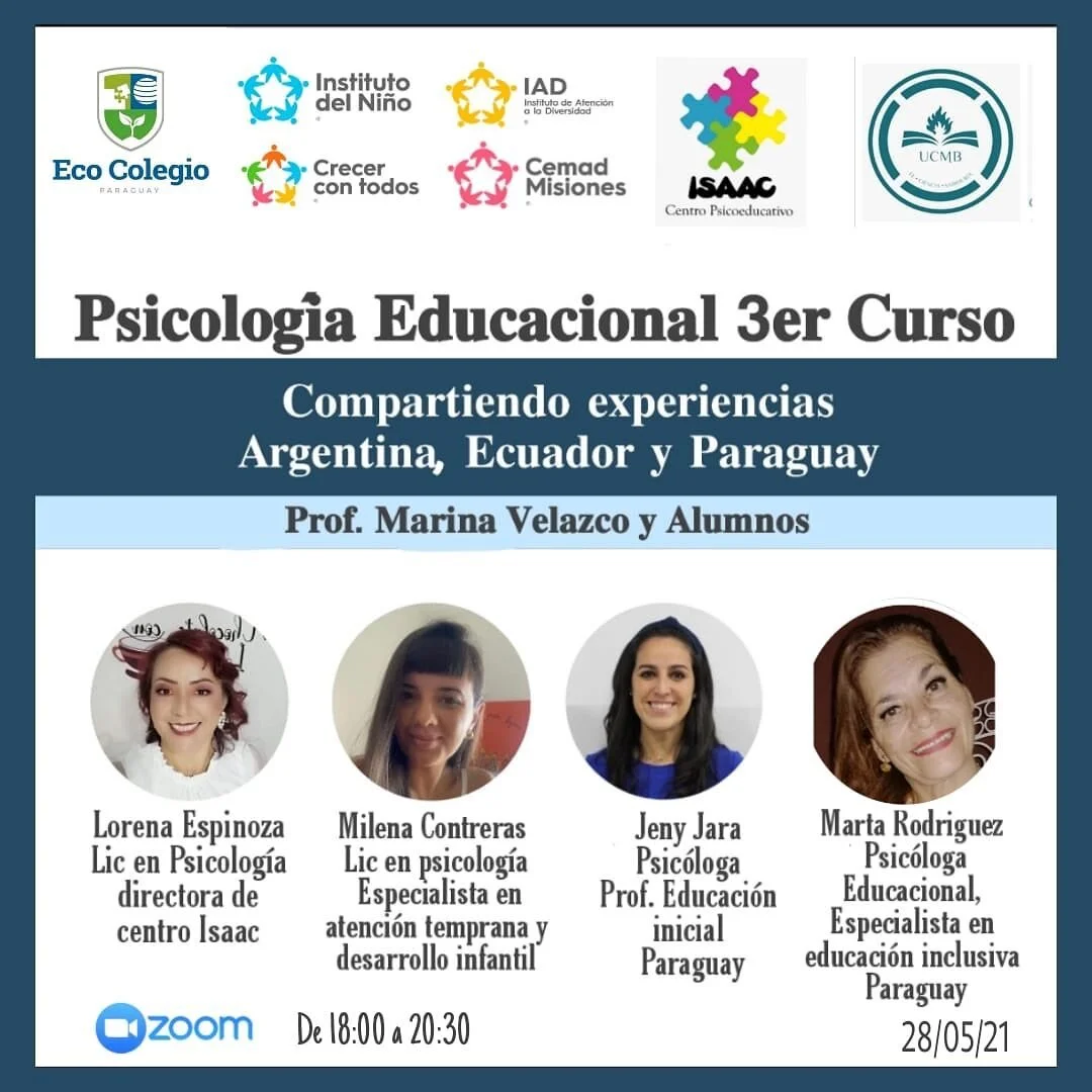 El 28/05 tendremos el 3er curso de Psicolog&iacute;a Educacional, que dar&aacute; el cierre a la c&aacute;tedra de la Universidad Centro Medico Bautista de Paraguay @ucmbpy 

Las instituciones representantes de cada pa&iacute;s son:

- Crecer con Tod