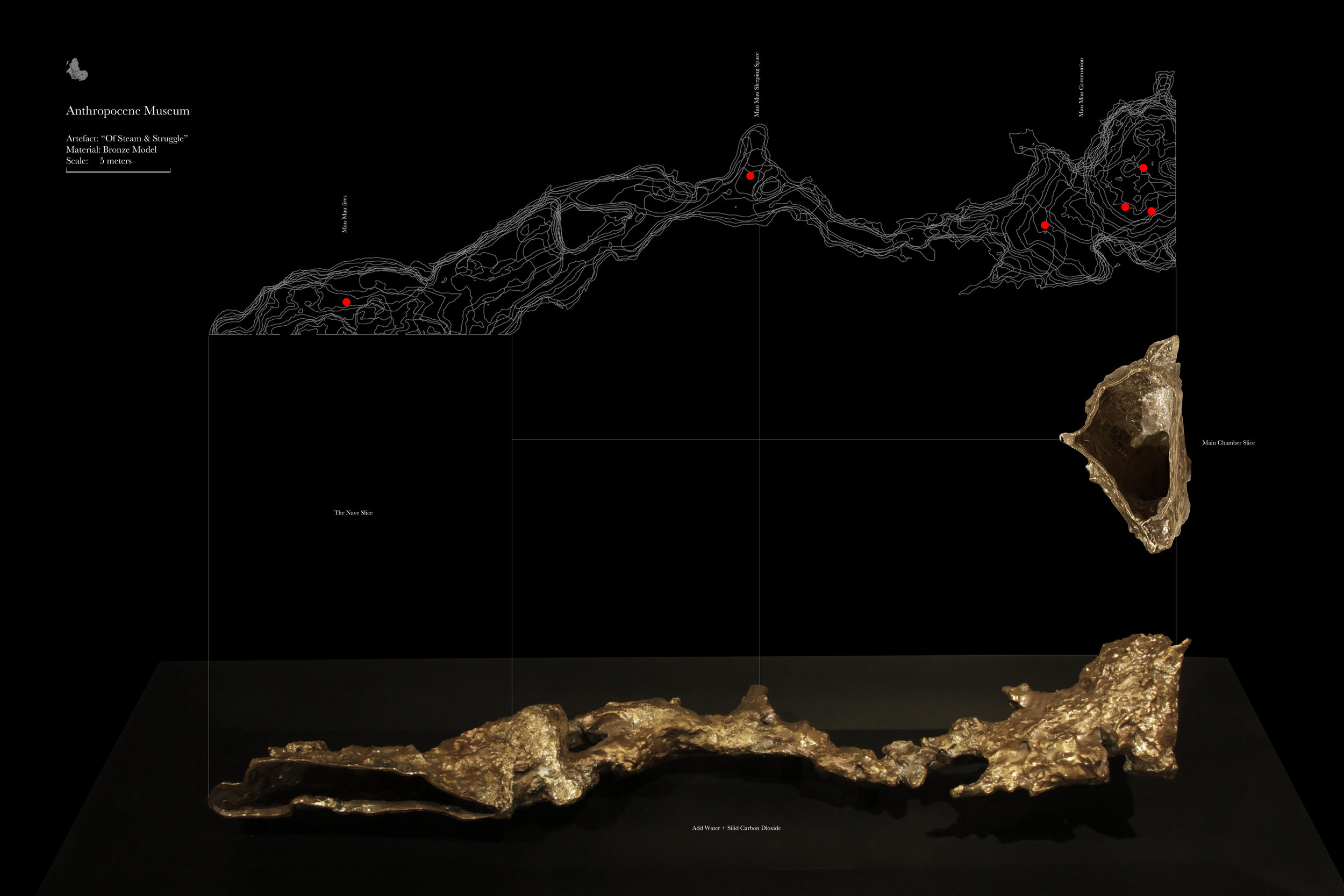   Am 1.0: Mbai cave in bronze  … “We drew it to scale, and built it to shell, tracing habitation that reshaped this, our abstract nation geo-social gel” …   See more here.  