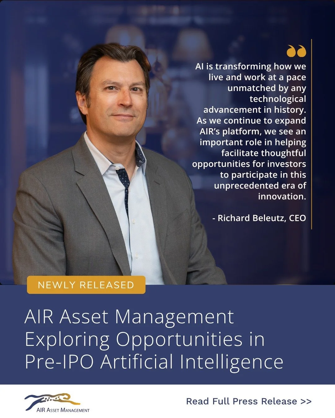 We&rsquo;re excited to share that we are exploring opportunities in the pre-IPO Artificial Intelligence sector. As we continue to expand across alternative investments, this initiative reflects our commitment to providing investors with thoughtful ac