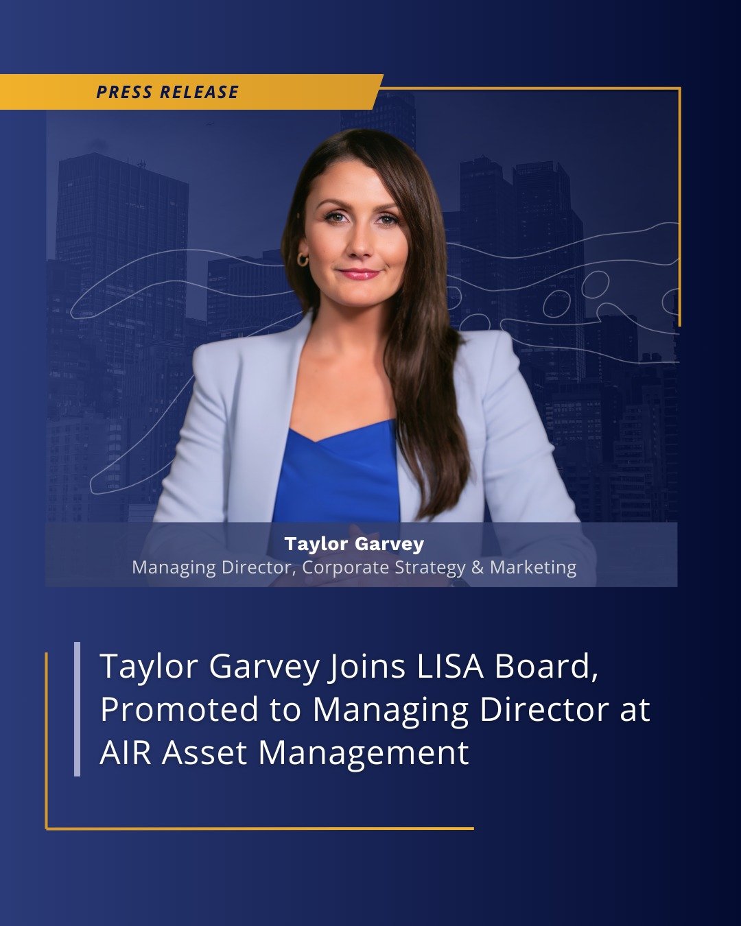 Today, @airassetmanagement is pleased to announce that Taylor Garvey has been formally welcomed as a Board Member of the Life Insurance Settlement Association (#LISA) and promoted to Managing Director, Corporate Strategy &amp; Marketing of #AIR.

Tay