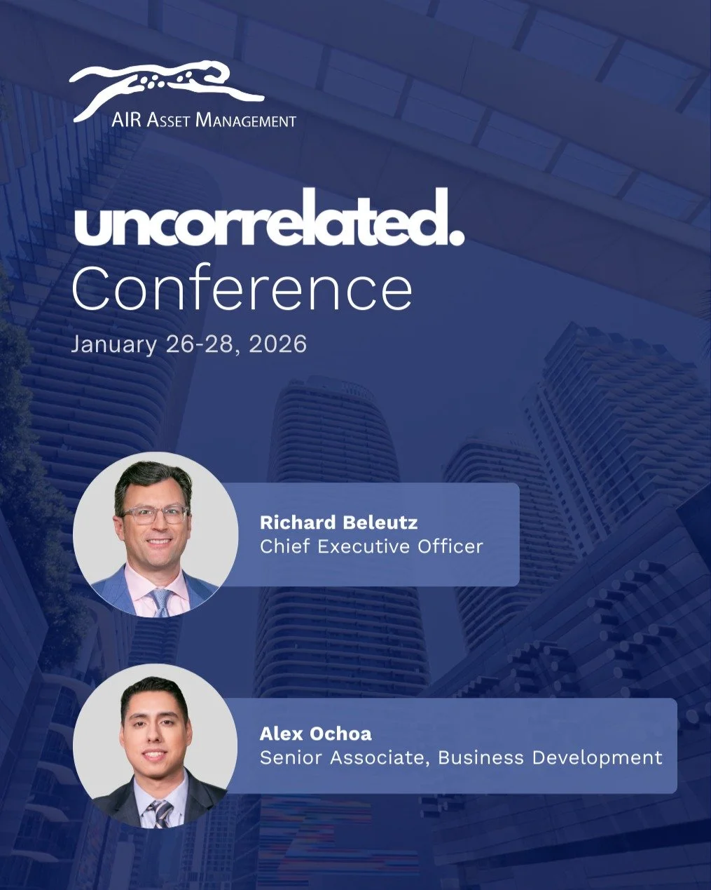 This week, #AIR is in Miami attending the @uncorrelatedalts Conference, alongside more than 1,000 limited partners, fund managers, and service providers across the alternative investment space.

Our #CEO, Richard Beleutz, and Alex Ochoa, CAIA, Senior