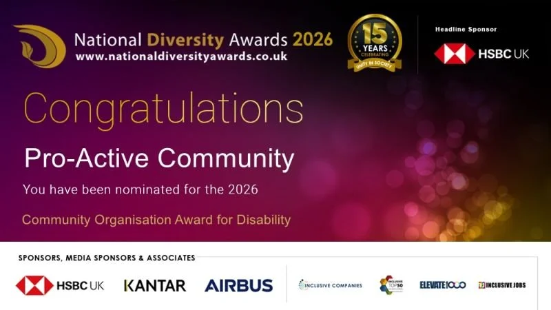 An Award nomination to be proud of! National Diversity Awards 2026