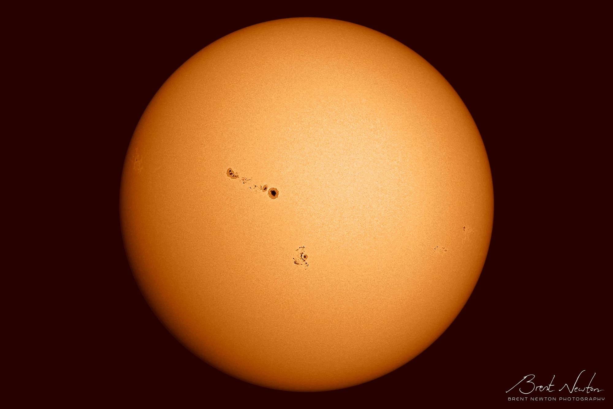 Sunspots AR2673 (upper middle) & 2674 (lower-right of 2673) from September of 2017, captured using a Canon T3i