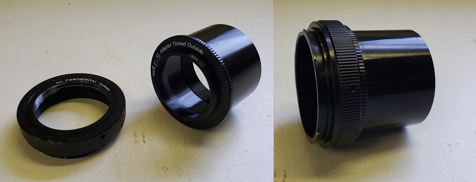 A T-Ring & a 2” threaded T-Adapter - together they can attach a DSLR to a telescope