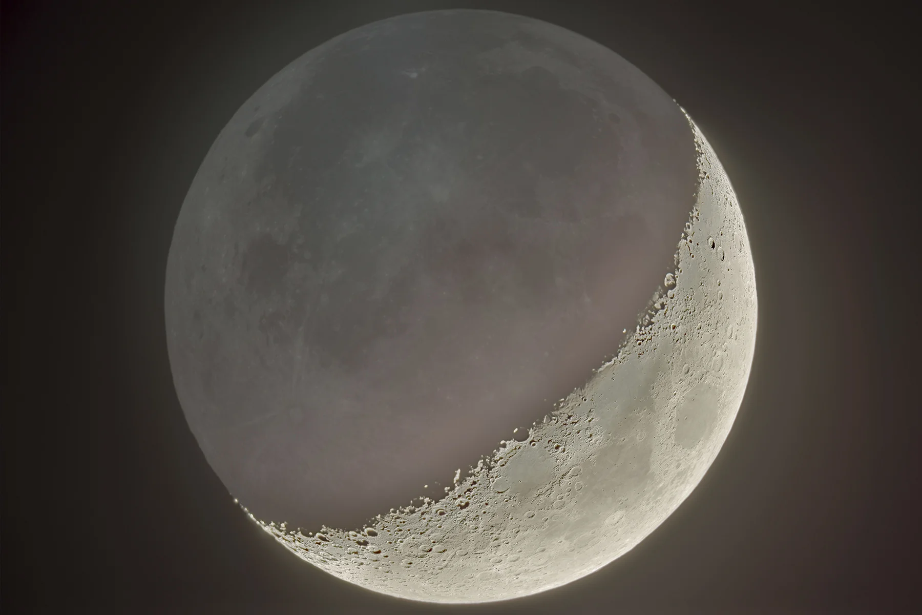 Earthshine captured with 1, 1/4, 1/10, and 1/400th second exposures