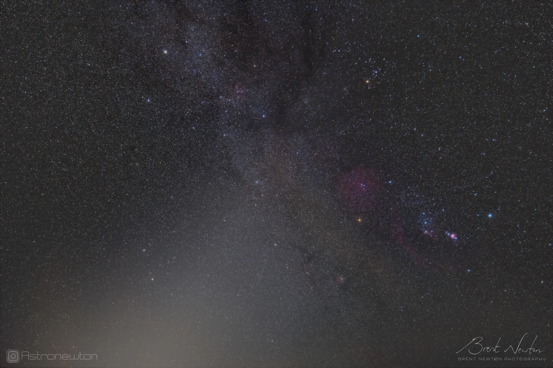 Zodiacal Light near Orion, captured in the early morning in September 2019 at a Bortle 2 site