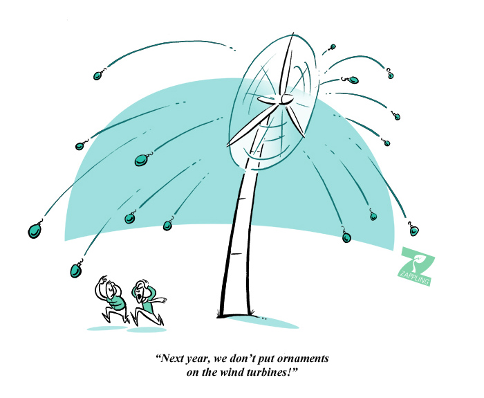  Wind energy is great for the Earth — but probably not for holiday decorations :).  