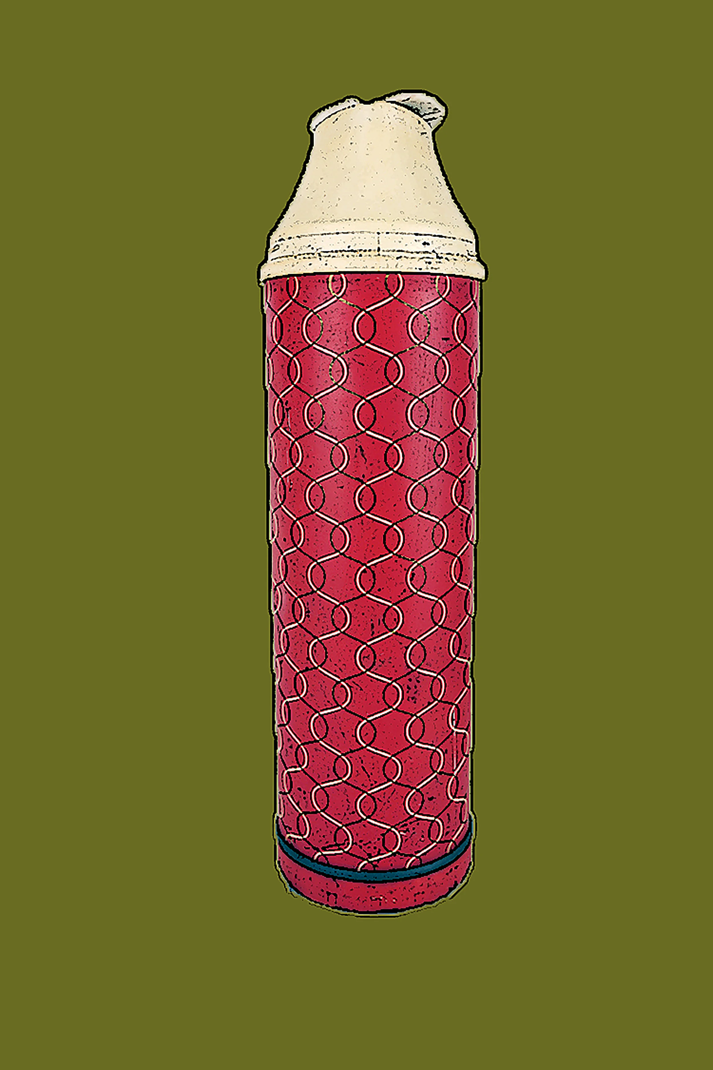 red thermos with squigly pattern.jpg