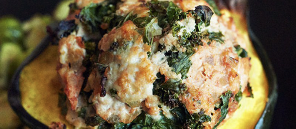 Turkey-Stuffed Acorn Squash &amp; Brussels Sprouts