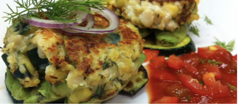 Avocado Zucchini Cod Burger