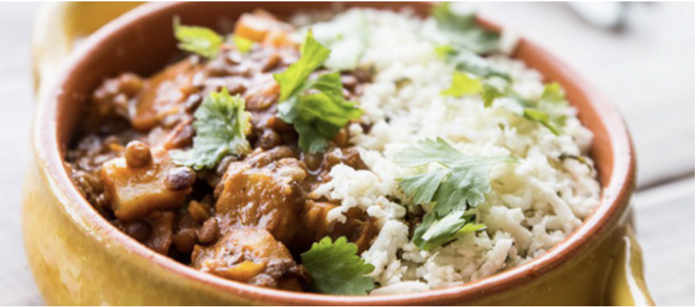 Vegetable &amp; Lentil Curry with Cauli!ower Rice