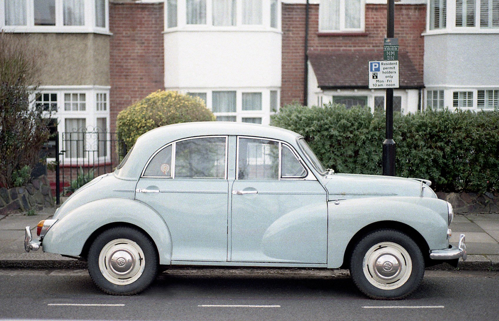  Morris MInor 1000 light blue in London - UK 