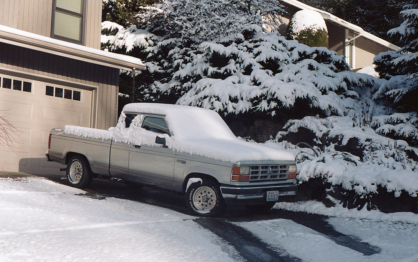  Ford Ranger under the snow in Seattle - USA 